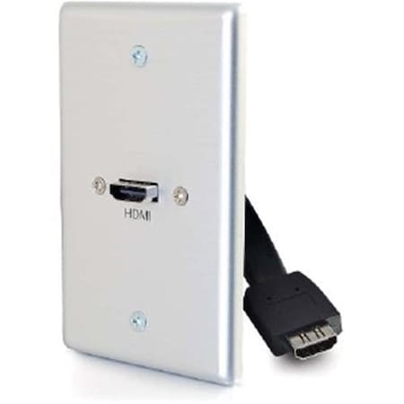 Cb Distributing 3.5 mm Single Gang Wall Plate with HDMI Pigtail Aluminum ST729324